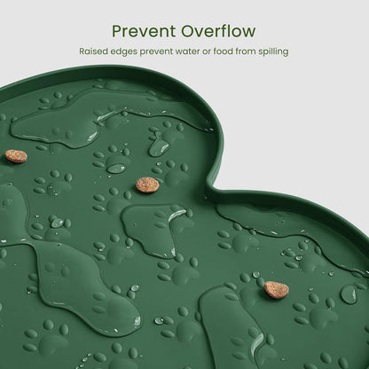 Dog Food Mat Anti-Slip Silicone Dog Bowl Mat Thicker Pet Placemat Waterproof Cat Feeder Pad with Raised Edge Puppy Kitten Feeding Mats Suitable Small Medium-Sized Dogs Cats Eating Tray