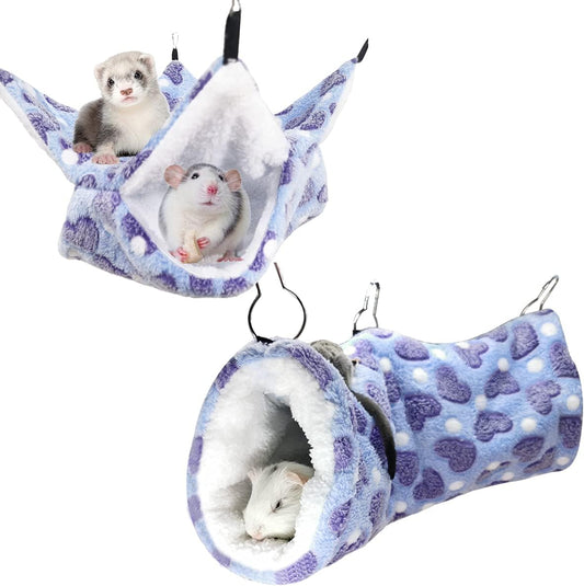 LEFTSTARER Guinea Pig Ferret Rat Hammock Toy Small Animal Cage Accessories Hideout Tunnel & Bunkbed Hammock for Rat Ferret Guinea Pig Hamster Sugar Glider Chinchilla