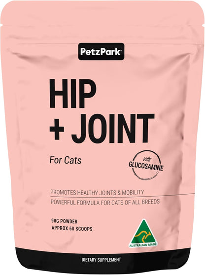 Hip and Joint Supplement for Cats - Glucosamine, Chondroitin, MSM for Joint Hip Care, Arthritis Pain Relief, Mobility Support, Cartilage Health, Inflammation Reduction - Senior Cat Support, 60 Scoops