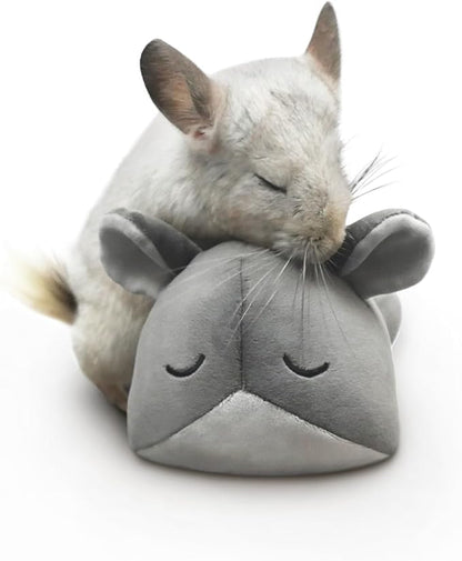 Paw Inspired Chinchilla Cuddler for Chinchillas, Guinea Pigs, Hamsters, Rats, Ferrets, Hedgehogs, Sugar Gliders, Small Animals | 9-Inch Chinchilla Plush Accessory Toy (Gray)