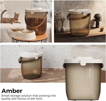 VOOCOO Automatic Dog & Cat Food Container - 16.5lbs Vacuum Sealed Storage Bin, 30-Day Freshness, Translucent Lock Lid & Quick Open, Includes Bags