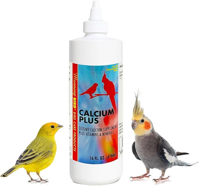 Morning Bird Calcium Plus Liquid for Birds – Bird Vitamins for Strong Eggshells, Healthy Bones, and Baby Bird to Support Growth, Breeding, and Wellness for All Birds 16 Fl Oz
