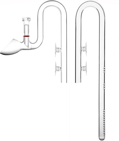 Glass Lily Pipe Set Outflow with Surface Skimmer & Multi-Level Water Intake (13mm for 12/16mm (1/2'' i.d.) tubing)
