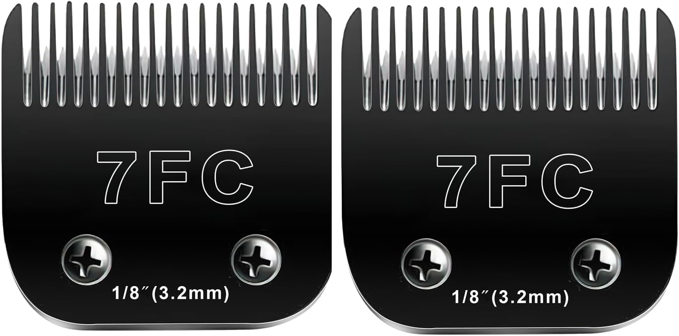 7F Blades Dog Grooming Blades Compatible with Andis/Oster A5/Wahl KM-10 Series Dog Clippers,Detachable Clipper Replacement Blade,Black (7FC/2PCS)