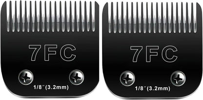 7F Blades Dog Grooming Blades Compatible with Andis/Oster A5/Wahl KM-10 Series Dog Clippers,Detachable Clipper Replacement Blade,Black (7FC/2PCS)