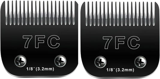 7F Blades Dog Grooming Blades Compatible with Andis/Oster A5/Wahl KM-10 Series Dog Clippers,Detachable Clipper Replacement Blade,Black (7FC/2PCS)