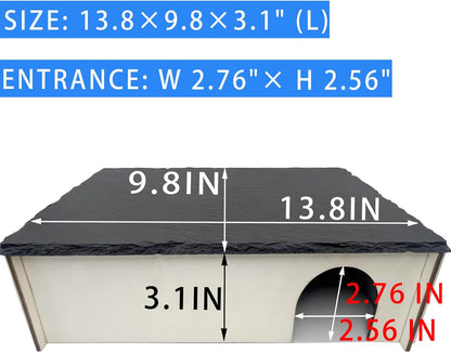 Large Snake Hide with Slate Reptile Hide Box Ball Python Hide 13.8×9.8×3.1" (L) Reptile Hides Snake Hides for Ball Pythons Leopard Geckos100% Natural Stone & Wood Reinforced Packaging