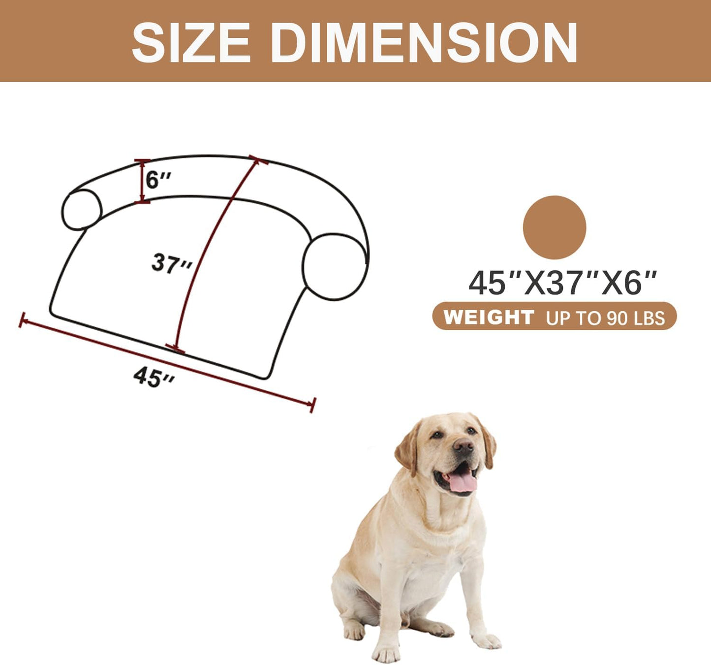 Calming Dogs/Cats Bed Mats, Dog Pad Washable Removable Couch Cover, Plush Long Fur Mat for Pets, Waterproof Lining, Perfect for Small, Medium and Large Dogs and Cats (Desert Brown, 45"x37")