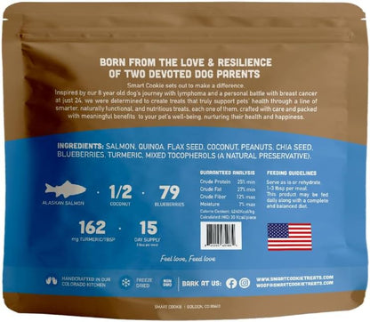 Smart Cookie Natural Dog Food Topper - Superfood - Salmon Dog Meal Mixer for All Ages - Food Topper for Picky Eaters and Boosting Nutrition - Non GMO, Made in The USA - 7 oz Bag (15 Day Supply)