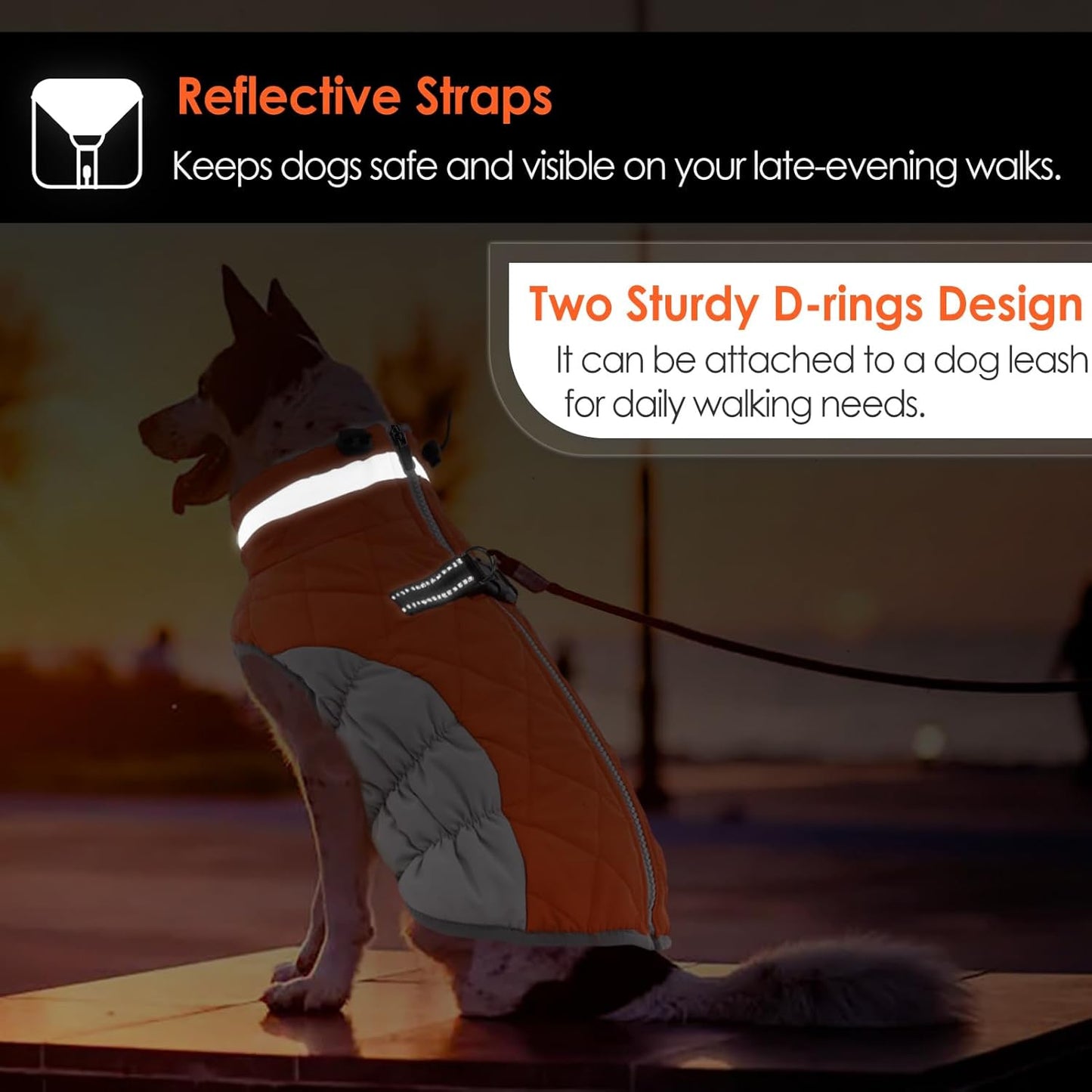 AOFITEE Dog Coat, Warm Dog Jackets for Small Dogs, Dogs Winter Coat with Harness Built in, Reflective Pet Winter Jacket, Waterproof Windproof Puppy Puffer Jacket Fleece Vest, Orange XS