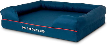 The Dog’s Bed Orthopedic Dog Bed Large Blue Oxford with Red Trim UK Flag Dog Bed Memory Foam, Pain Relief: Arthritis, Post Surgery, Lameness, Waterproof Washable Cover