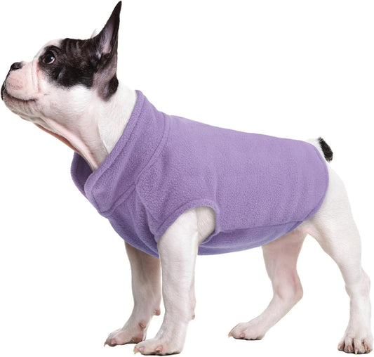 FUAMEY Dog Fleece Vest for Large Dogs,Warm Stretchy Dog Sweatshirts Pullover with Leash Hole Dogs Sweater Soft Pet Turtleneck Cozy Pet Vest Lightweight Sleeveless Purple L