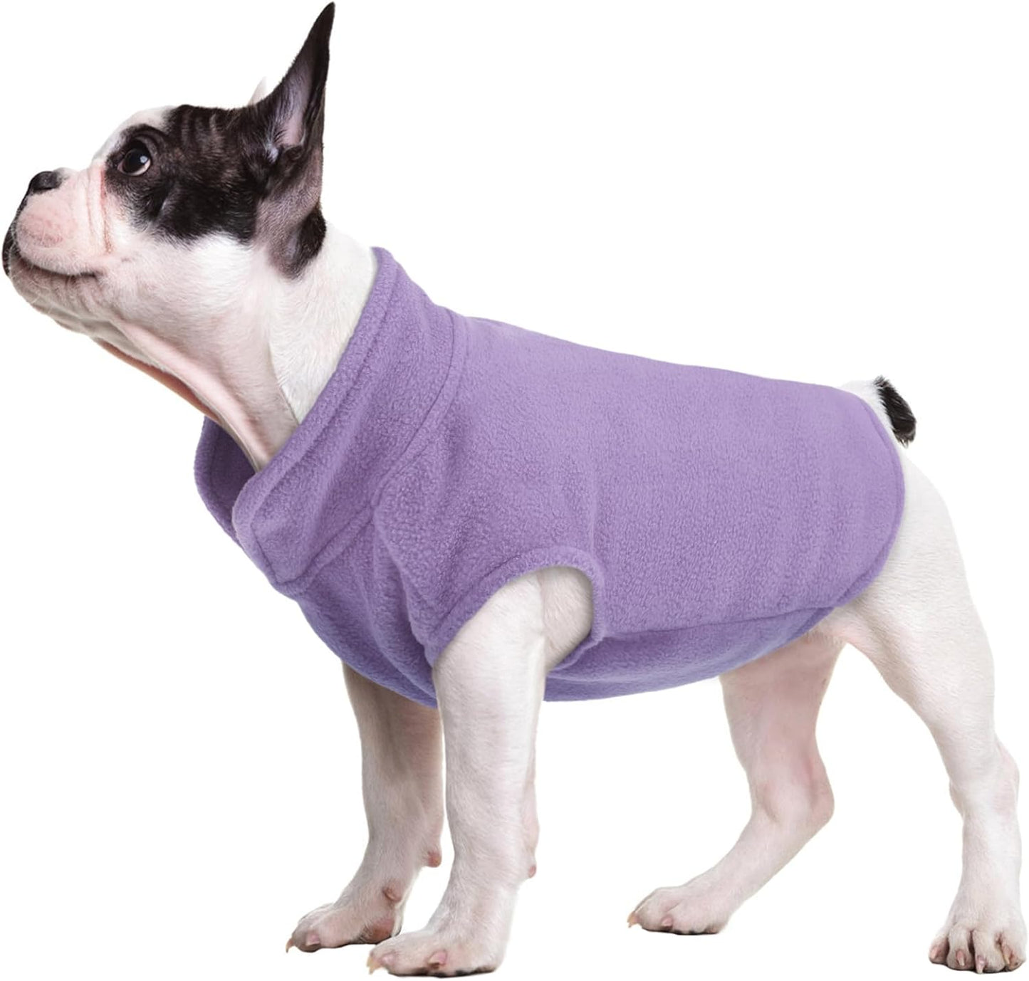 FUAMEY Dog Fleece Vest for Small Dogs,Warm Stretchy Dog Sweatshirts Pullover with Leash Hole Dogs Sweater Soft Pet Turtleneck Cozy Pet Vest Lightweight Sleeveless Purple S