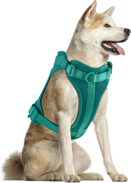 Wisedog No Pull Lightweight Dog Vest Harness with Soft and Comfortable Cushion, Breathable Mesh, for Small Medium Large Dogs Walking (L(Neck: 16.15"-20.86";Chest: 24.02"-38.19"), Emerald Green)