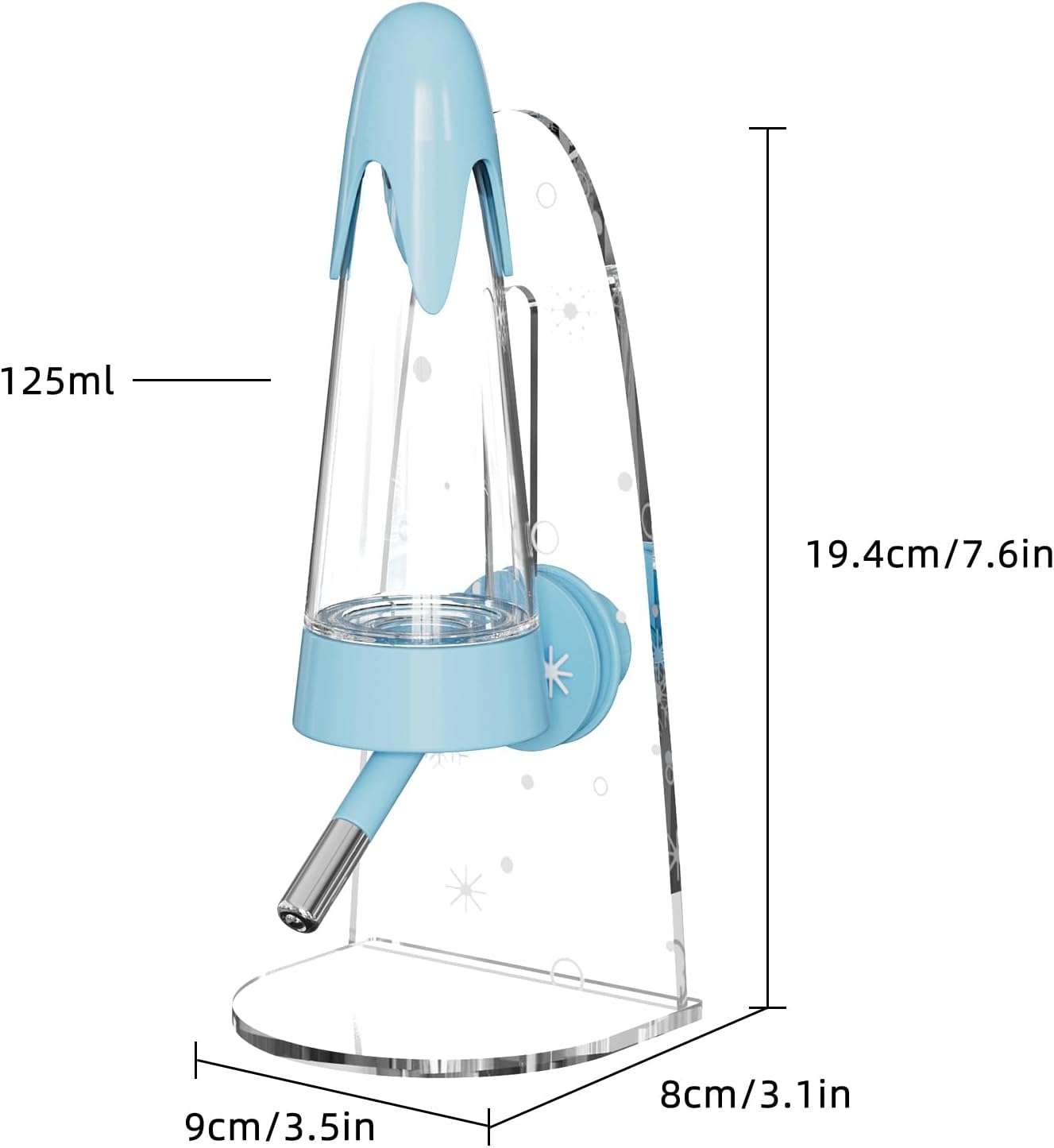 4.2 Oz Hamster Water Bottle with Stand No Drip for Syrian Dwarf Hamsters, Gerbils, Little Mouse, Small Pet Rodents (Blue, with Stand)