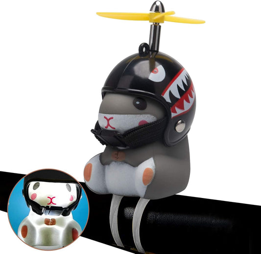 wonuu Duck Bike Bell with Light and Helmet Cute Hamster Bicycle Horn, Dashboard Decoration Hamster Toy Motorcycle Bike Bells Rubber Duck Car Dashboard Decorations
