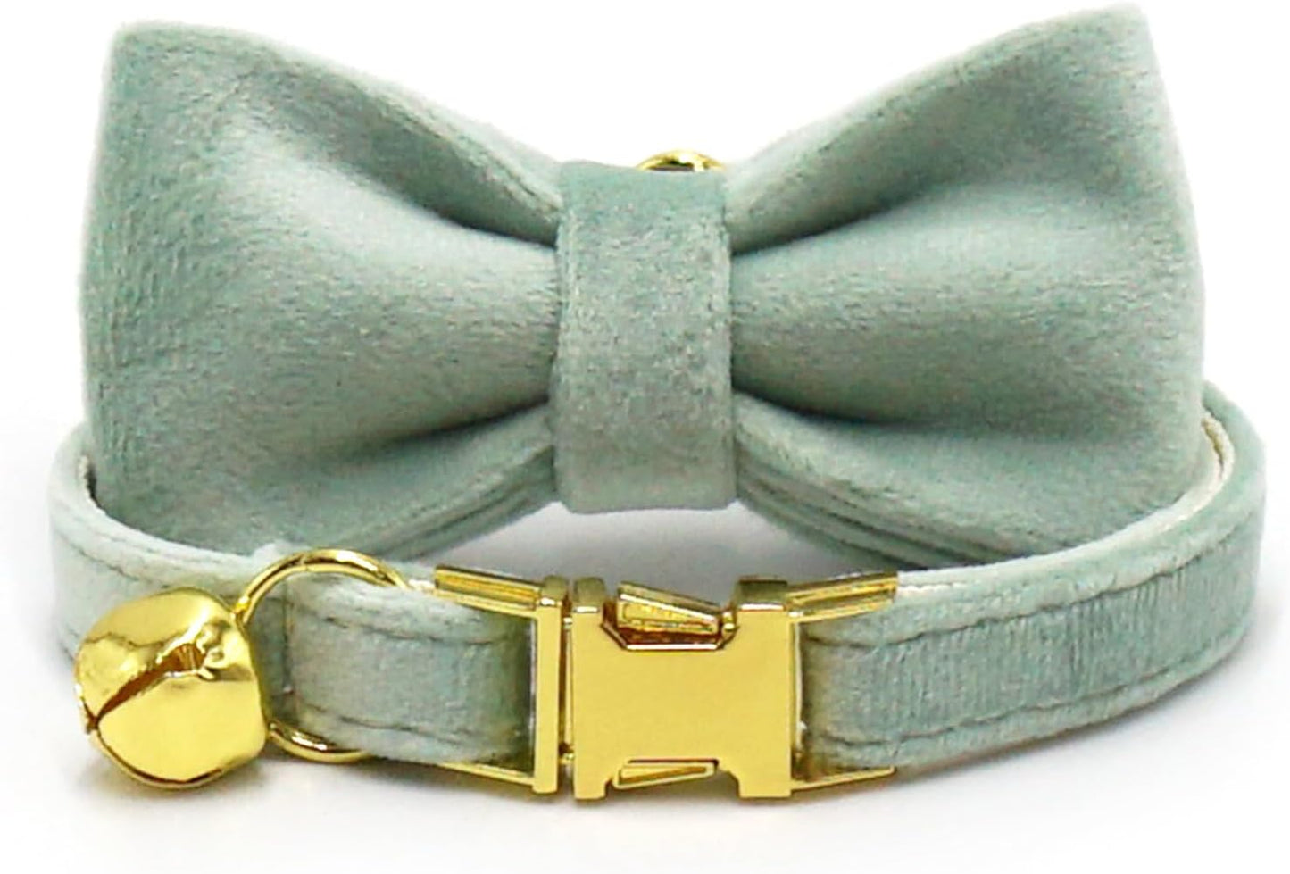 Personalized Cat Collar with Bells,Velvet Customized Small Cat Collar with Name Tag,Pet Collar with Name Phone Number Engraved ID Tags for Boy and Girl Kitten Cats (White Tea)