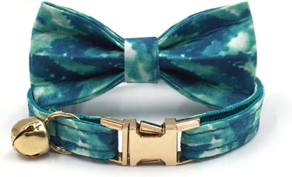 Personalized Cat Collar with Bells,Velvet Customized Small Cat Collar with Name Tag,Pet Collar with Name Phone Number Engraved ID Tags for Boy and Girl Kitten Cats (Peacock)