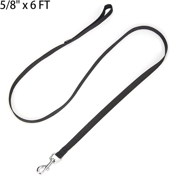 6 FT Puppy Leashes, Strong Traditional Style Leash with Easy to Use Collar Hook,Dog Lead Great for Small and Medium and Large Dog (Black, 5/8 in x 6 ft)