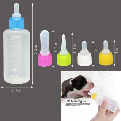 Pet Bottle Kit, Squeeze Liquid Replaceable Silicone Teat for Newborn Kittens, Puppies, Rabbits, Small Animals Replacement Teat Cat Feeding Bottle Feeding Tool