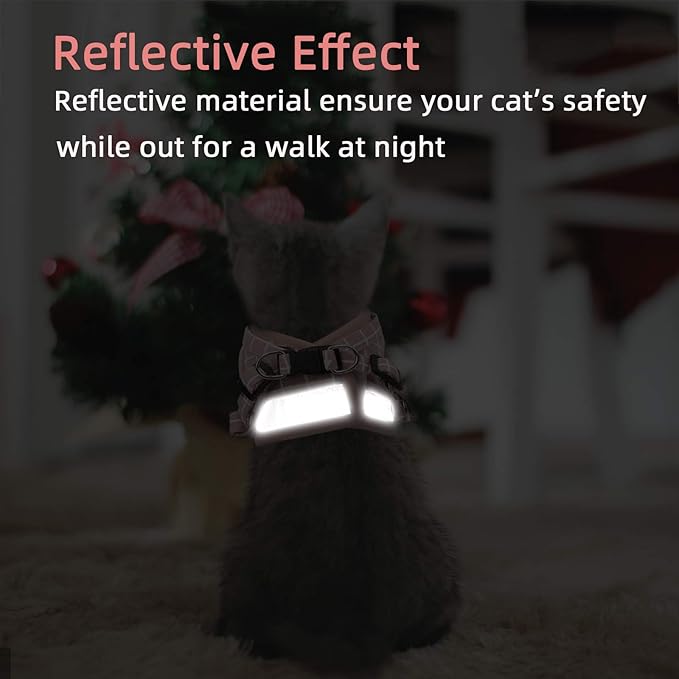 Cat Vest Harness and Small Dog Vest Harness for Walking, All Weather Mesh Harness, Cat Vest Harness with Reflective Strap, Step in Adjustable Harness for Small Cats (Pink-Pattern, S)