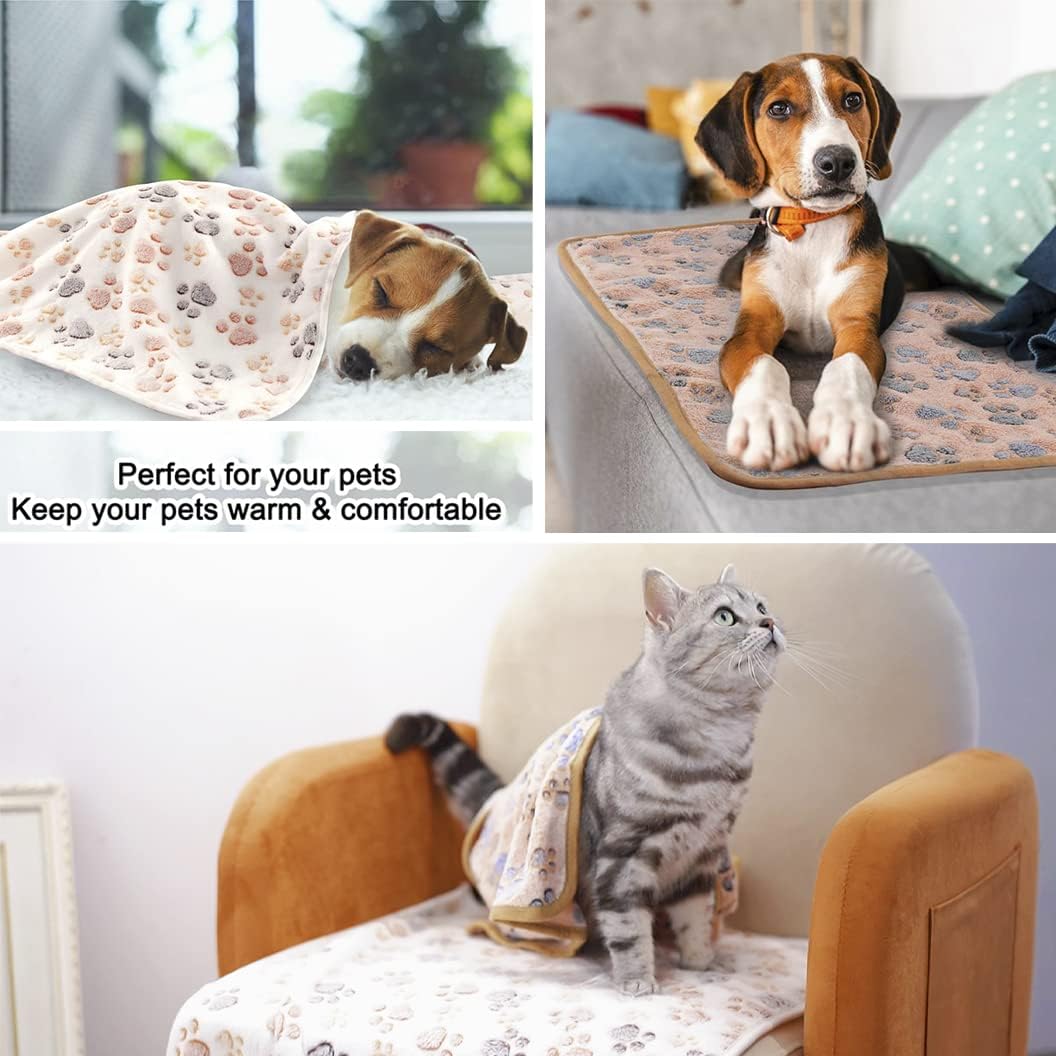 3 Pack Cat and Dog Blanket Soft & Warm Fleece Flannel Sleep Mat, Great Pet Throw for Puppy, Kitten,Cats,Small, Medium & Large Dogs (Medium 30" x 20")