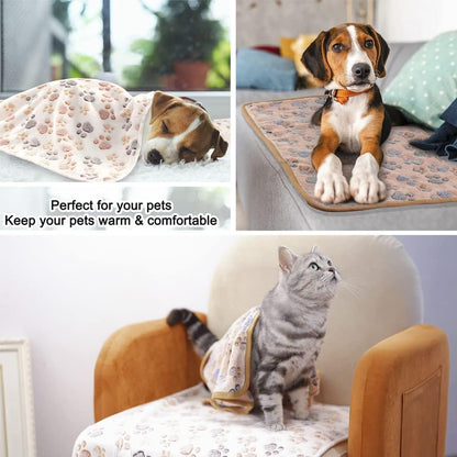 3 Pack Cat and Dog Blanket Soft & Warm Fleece Flannel Sleep Mat, Great Pet Throw for Puppy, Kitten,Cats,Small, Medium & Large Dogs (Medium 30" x 20")