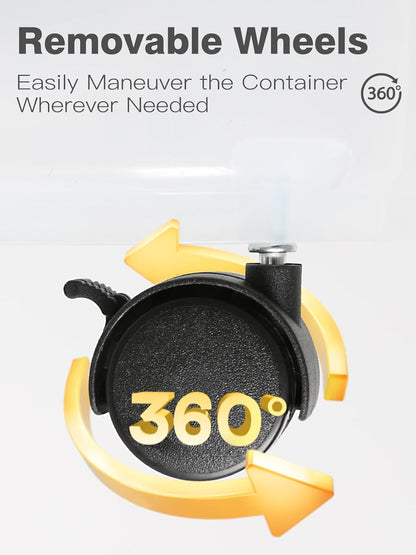 LivLab Mker Airtight Rice Storage Container 50 lbs, Attachable Wheels, for Dog Cat Bird and other Pet Food Storage Bin, Keep Fresh, Easy Mobility, BPA Free, White