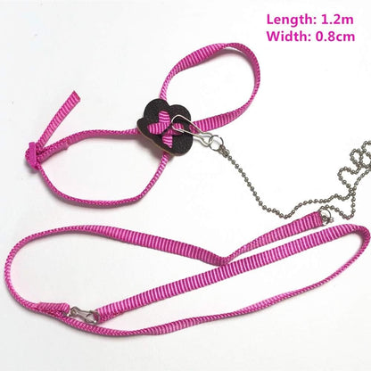 Adjustable Reptile Lizard Harness Leash,Turtle Lizard Pet Traction Belt Bearded Dragon Accessories Soft Small Pet Animal Harness Rope,1.2M (Pink)