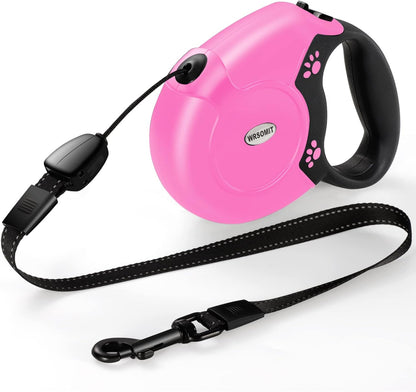 Retractable Dog Leash, 26 Ft Heavy Duty Pet Walking Leash for Small Medium Large Dogs up to 99lbs, Anti-Slip Handle, 360 ° No Tangle, Nylon Tape, One-Handed Brake (Pink)