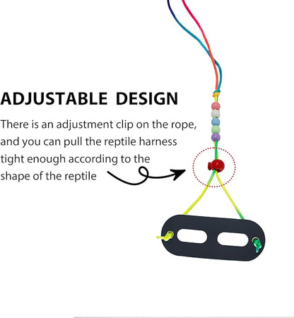 AIITLE Soft Leather Lizard Leash & Harness - Adjustable 3-Size Pack Bearded Dragon Harness for Small Pets: Chameleons, Ferrets, Hamsters, Juvenile Iguanas, Black