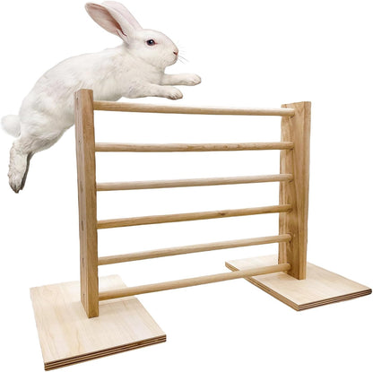Rabbit Jump Bar Bunny Agility Equipment Set Wooden Rabbit Obstacle Exercise Toys Adjustable Height Training Jumping Hurdles for Bunny Guinea Pig Ferret Squirrel