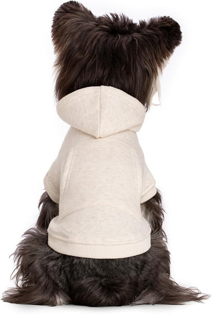 Koneseve Dog Hoodie Fleece, Cat Sweater Warm with Pocket - Soft Clothes for Daily Wear, Basic Hooded Sweatshirts, Winter Coat Clothing, Comfort Tee Shirt Fit for All Breeds Pet - Beige - 2XL