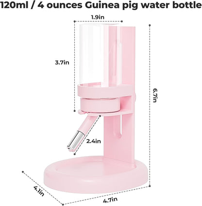 mini&moe Hamster Water Bottle No Drip – 4 oz Guinea Pig Water Bottle for Glass Tank with Adjustable Stand, Leak Proof Small Animal Water Dispenser for Cage for Gerbil Chinchilla Ferret Hedgehog