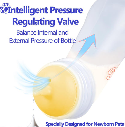 Pet Feeding Bottle and Syringes, 3 Sizes Nipples with Ventilation Valve Resistant Tearing Perfect for Puppies, Kittens, Small Wildlife (Yellow)