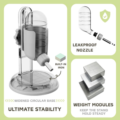 Hamster Water Bottle with Stand, Water Dispenser for Syrian Dwarf Hamsters Gerbils Mice Rats Degus (Gray, 4oz)