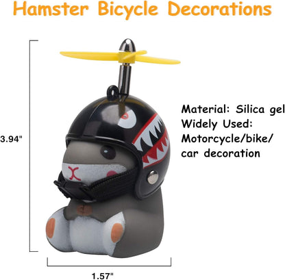 wonuu Duck Bike Bell with Light and Helmet Cute Hamster Bicycle Horn, Dashboard Decoration Hamster Toy Motorcycle Bike Bells Rubber Duck Car Dashboard Decorations