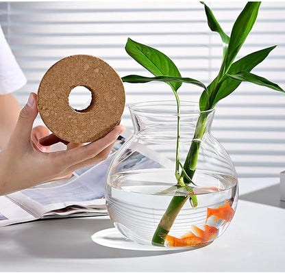 Small Fish Bowl, Cute Betta Tank, High Clear Fish Glass Bowl, Desktop Mini Aquarium Vases for Betta Fish and Hydroponic Plants, Plants Propagation Station, Home Office Table Decorations