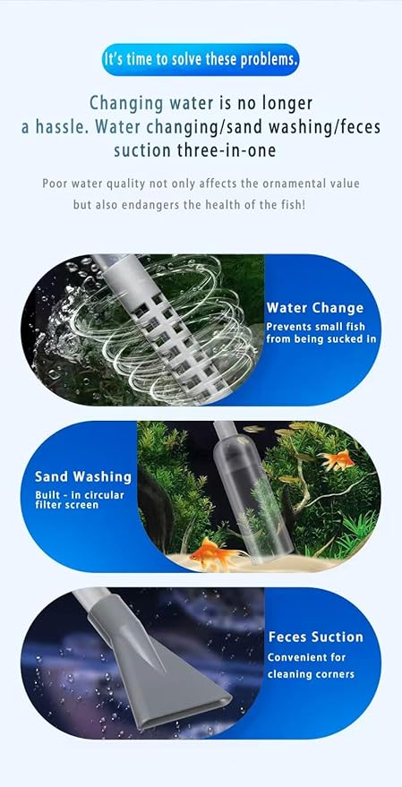 66.9IN Siphon Gravel Vacuum,Fish Tank Cleaner Aquarium Fish Tank Changing Water Cleaning Gravel and Sand Supplies & Cleaning Tools (102in)