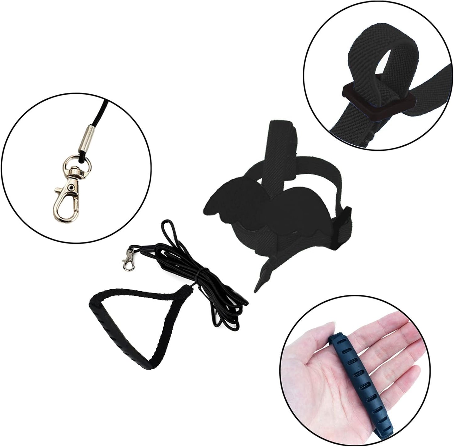Dnoifne Pet Parrot Bird Harness and Leash, Adjustable Training Design Anti-Bite, Bird Nylon Rope with Cute Wing for Parrots, Suitable for Scarlet, Keck, Mini Macaw and Same Size Birds (Black)