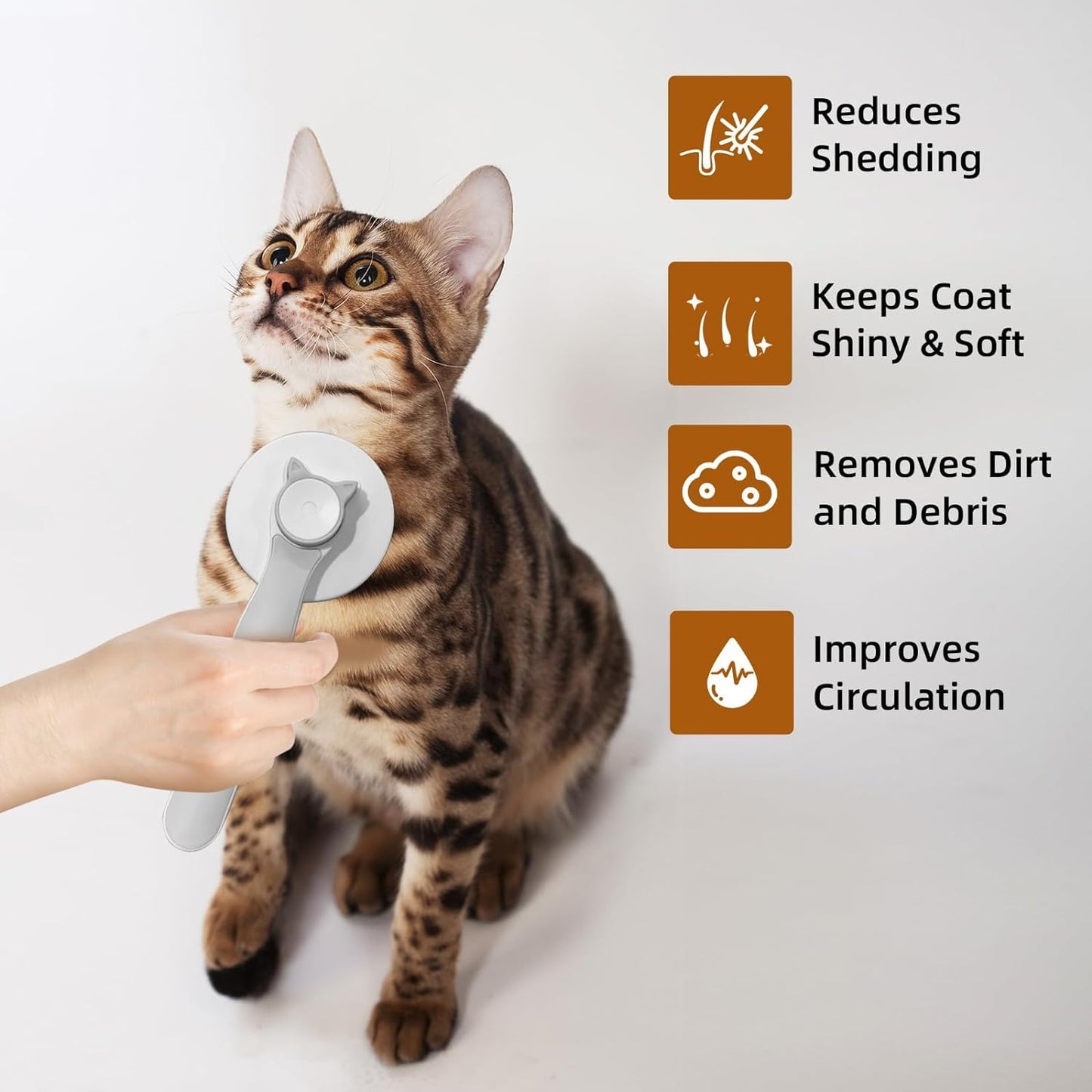 Versatile Pet Grooming Brush - Gently Removes Loose Undercoat, Suitable for Cats and Dogs, Ideal for Massage (Gray)