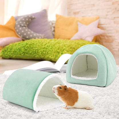 Guinea Pig Hideout and Tunnel Set, Soft Plush Bed & Play Tunnel for Guinea Pigs, Rabbits, Ferrets, Small Animals - Washable Accessories for Resting, Hiding, Exercising