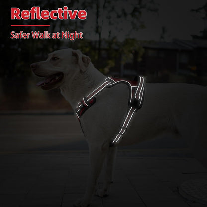 PUPTECK No Pull Dog Harness Medium Sized, Adjustable Reflective Dog Harness with Handle Easy Control, Comfortable Soft Padded Pet Vest Harness for Medium Dogs, Red M