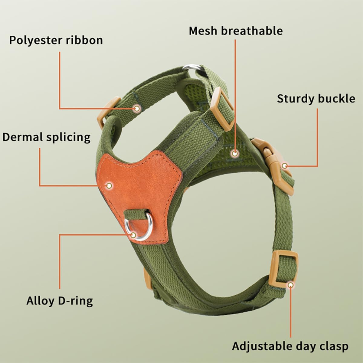 Green XS No Pull Dog Harness for Small Dogs, Anti-Escape Easy Walk Puppy Harness with 2 Leash Clips, Adjustable Dog Vest Harness for Training Walking(Green, XS)