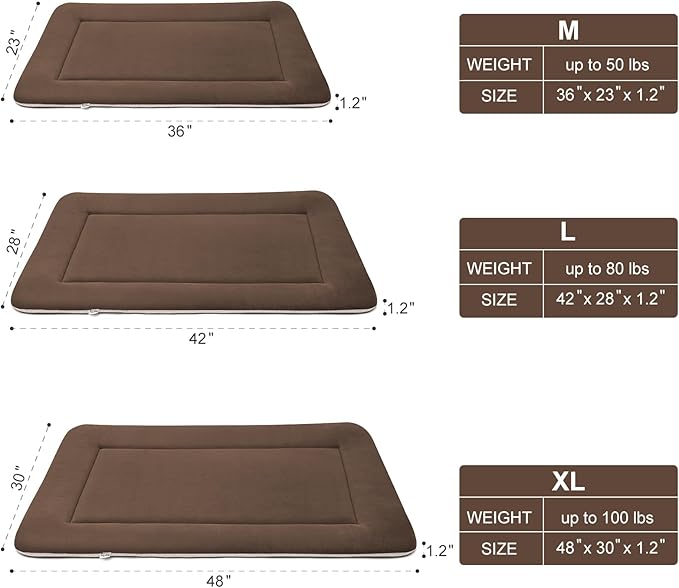 Magic Dog Large Dog Bed - Soft Crate Pad, 42 Inch Machine Washable Pet Bed Kennel Pad with Non-Slip Bottom, Dark Coffee