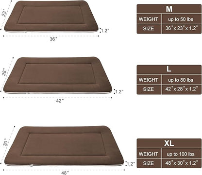 Magic Dog Large Dog Bed - Soft Crate Pad, 42 Inch Machine Washable Pet Bed Kennel Pad with Non-Slip Bottom, Dark Coffee