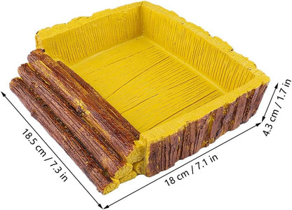 Food/Water Dish for Reptiles, Amphibians and Other Little Critters Water/Food Bowl, Made from Premium Resin (Yellow Bowl (Big))
