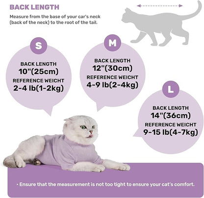 Breathable Cat Recovery Suit for Female/Male, Anti-Licking Kitten Onesie - Cat Surgery Pajamas with Sleeve After Spay, Prevent Shedding, Abdominal Wounds, Skin Diseases or E-Collar Alternative