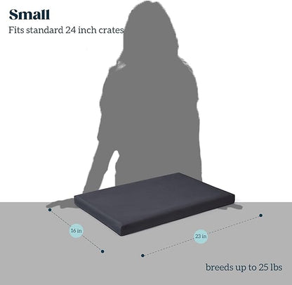 Cybarmour Chew Proof Dog Bed - Orthopedic Indestructible Dog Crate Pad - Outdoor Waterproof Kennel Mat for Aggressive Chewers - Small Breeds & Fits 24-Inch Crate - 23"x16", Black