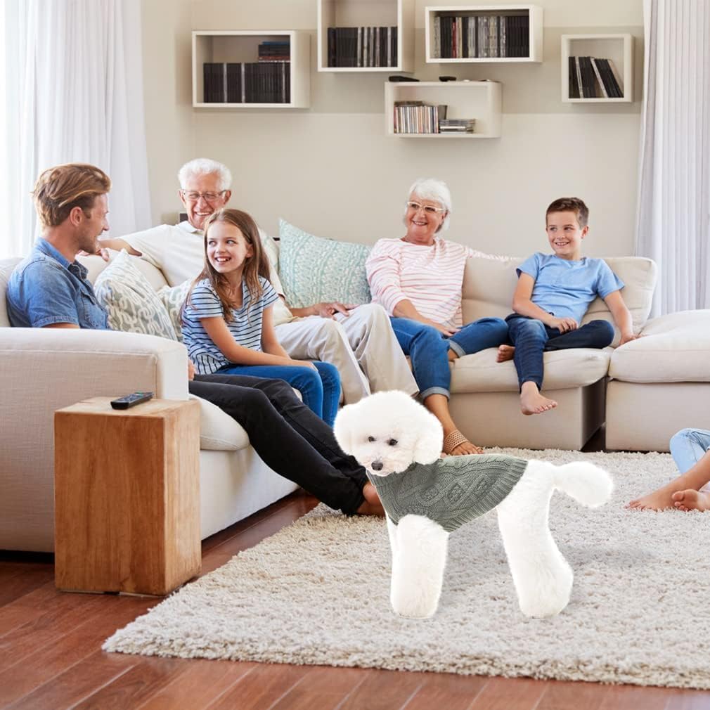 BINGPET Thermal Knitted Dog Sweater for Small Medium Large Dogs,Winter Dog Cat Coat Warm Sweartershirts Outfits,Classic Cable Knit Turtleneck Pullover Dog Jumper Coat Warm Sweartershirts